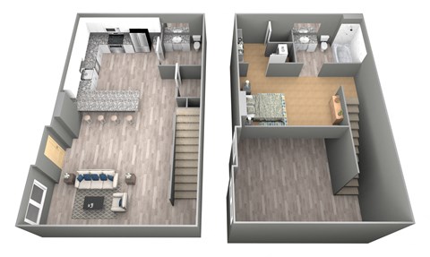 Walker - 3D Floor Plan - The Flats